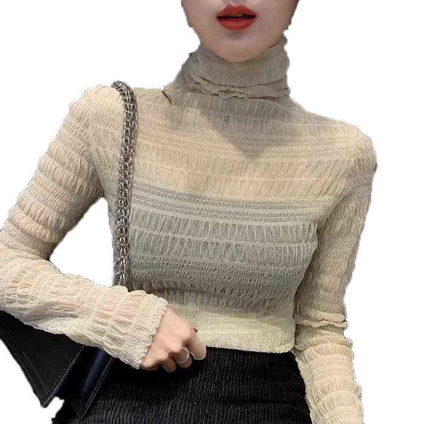 women's sweaters what a soft xianqi mh perspective lace shirt, slim fit, large elastic pile collar, sunscreen, folding wear, inner laye, White;black
women's sweaters what a soft xianqi mh perspective lace shirt, slim fit, large elastic pile collar, sunscreen, folding wear, inner laye, White;black