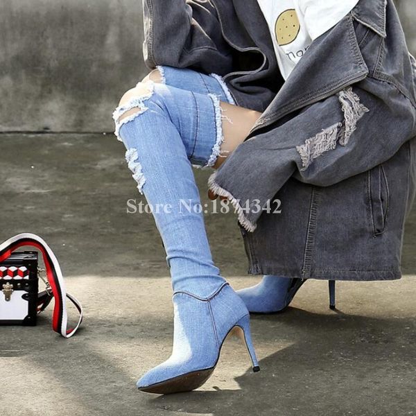 boots test fashion autumn over-the-knee pointed toe thin high heel side zipper denim beautiul women, Black
boots test fashion autumn over-the-knee pointed toe thin high heel side zipper denim beautiul women, Black