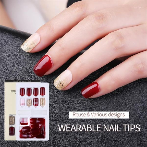 30pcs/set fashion fake nails reusable stick on press full cover false nail tips detachable stickers decoration1, Red;gold
30pcs/set fashion fake nails reusable stick on press full cover false nail tips detachable stickers decoration1, Red;gold