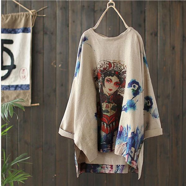 women's sweaters loose style pullovers harajuku national knitted sweater women drama character printing pattern irregular pull sueter, White;black
women's sweaters loose style pullovers harajuku national knitted sweater women drama character printing pattern irregular pull sueter, White;black