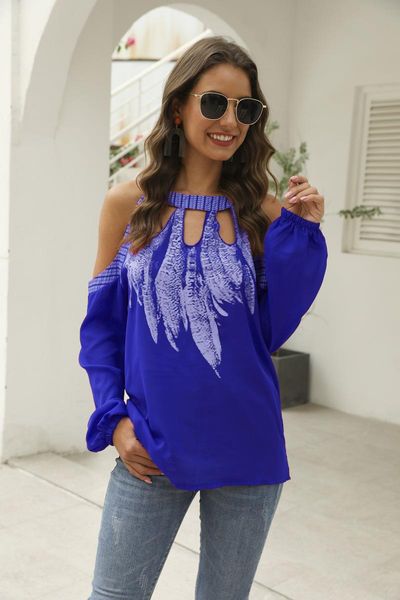 the blouse for women's wear is a long sleeve printed off-shoulder shirt chiffon blouses & shirts, White
the blouse for women's wear is a long sleeve printed off-shoulder shirt chiffon blouses & shirts, White