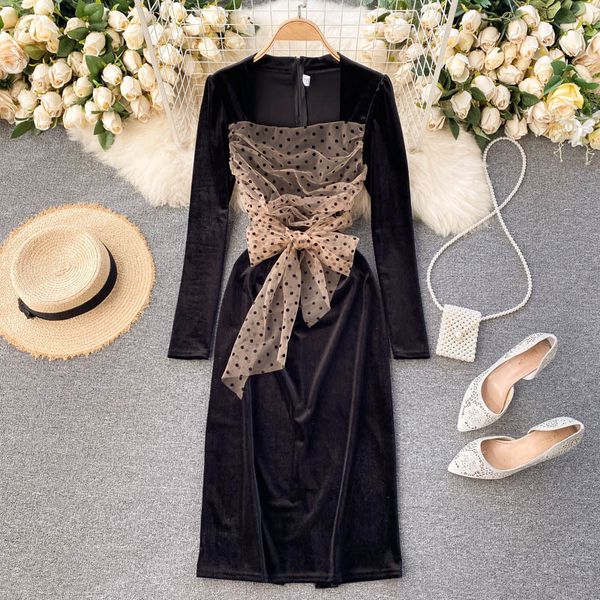 two piece dress french style women new autumn winter chic polka dot mesh patchwork bowtie slim waist long sleeve party vintage umv, White
two piece dress french style women new autumn winter chic polka dot mesh patchwork bowtie slim waist long sleeve party vintage umv, White