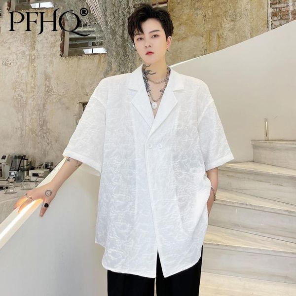 men's suits & blazers pfhq 2021 summer see through suit jacket for men jacquard pattern double breasted short sleeve white thin coat 21, White;black
men's suits & blazers pfhq 2021 summer see through suit jacket for men jacquard pattern double breasted short sleeve white thin coat 21, White;black
