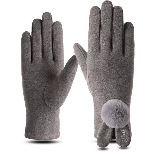 five fingers gloves female winter plus velvet thickened warm wool driving korean cute rex fur ball touch screen student cycling, Blue;gray
five fingers gloves female winter plus velvet thickened warm wool driving korean cute rex fur ball touch screen student cycling, Blue;gray