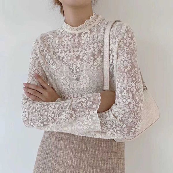 elegant floral lace blouse shirt women trumpet sleeve white spring summer hollow out blusas 210601
elegant floral lace blouse shirt women trumpet sleeve white spring summer hollow out blusas 210601
