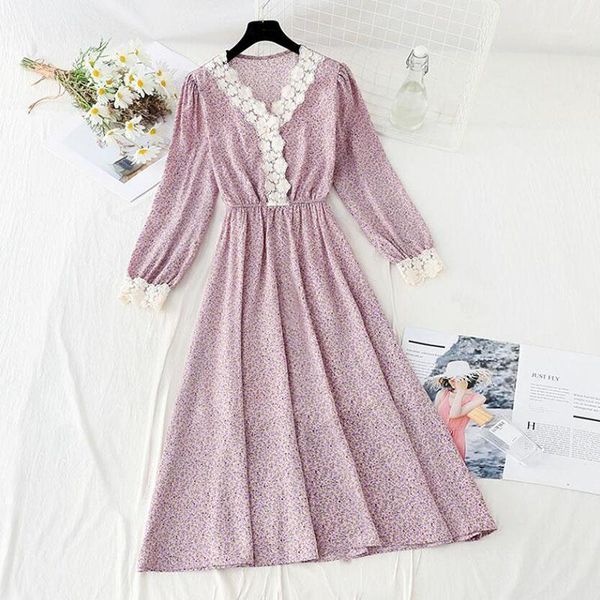 fashion women's french vintage dress women elegant lace v neck long-sleeved chiffon floral dresses mid-calf vestidos casual, Black;gray
fashion women's french vintage dress women elegant lace v neck long-sleeved chiffon floral dresses mid-calf vestidos casual, Black;gray