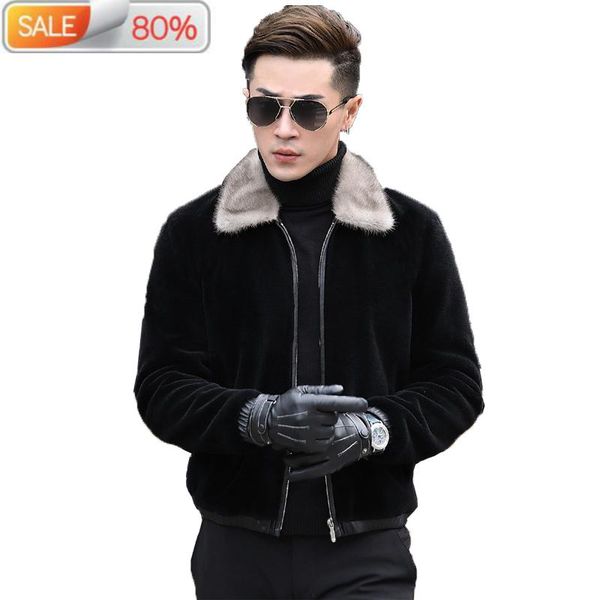 men's leather & faux sheep shearing winter real men grey collar short jacket wool coat plus size l17721 b2a29, Black
men's leather & faux sheep shearing winter real men grey collar short jacket wool coat plus size l17721 b2a29, Black