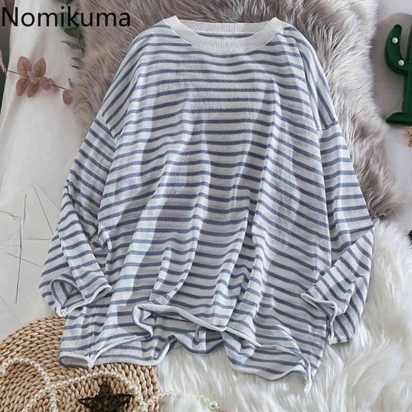 nomikuma see through striped t shirt women o neck long sleeve casual loose tshirts sun protection tees chic camisetas 210514, White
nomikuma see through striped t shirt women o neck long sleeve casual loose tshirts sun protection tees chic camisetas 210514, White
