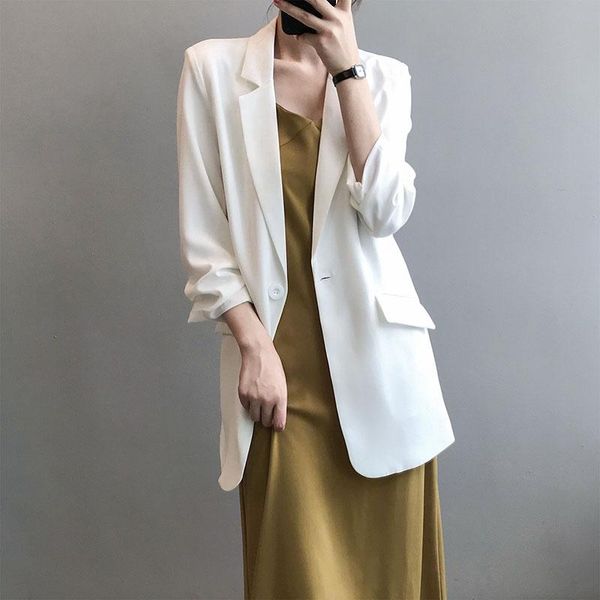 women's suits & blazers 2021 fall suit jacket notched collar three quarter sleeve ladies single button solid color meduim white blazer, White;black
women's suits & blazers 2021 fall suit jacket notched collar three quarter sleeve ladies single button solid color meduim white blazer, White;black