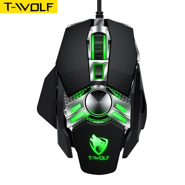 

mice t-wolf wired gaming mouse v10 ergonomic programmable with 7 buttons 4 backlight modes up to 6400 dpi keyboard for pc