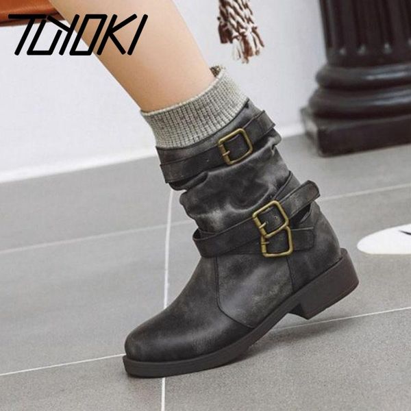 boots tuyoki women 2021 retro work ankle daily casual buckle round toe shoes woman fashion flats botas footwear size 34-43, Black
boots tuyoki women 2021 retro work ankle daily casual buckle round toe shoes woman fashion flats botas footwear size 34-43, Black