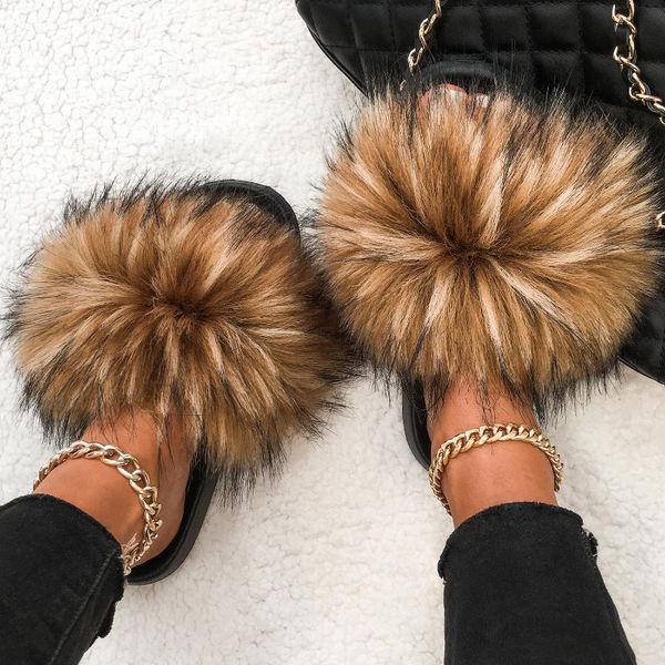 slippers faux sandals plush raccoon fur fuzzy slides women flat summer fluffy flip flop ladies shoes, Black
slippers faux sandals plush raccoon fur fuzzy slides women flat summer fluffy flip flop ladies shoes, Black