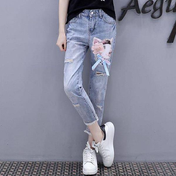 women's jeans stretch embroidered for women elastic flower female slim denim pants hole ripped rose pattern pantalon femme, Blue
women's jeans stretch embroidered for women elastic flower female slim denim pants hole ripped rose pattern pantalon femme, Blue