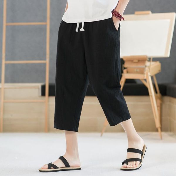 men's pants men oversize wide leg mens straight casual ankle-length chinese style summer male harem, Black
men's pants men oversize wide leg mens straight casual ankle-length chinese style summer male harem, Black