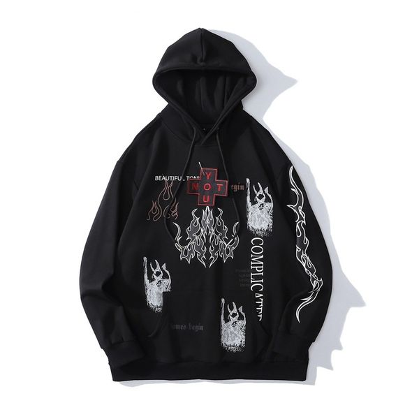 high street dark flame print men's and women's same lover hip hop oversize pullover hoodie, Black
high street dark flame print men's and women's same lover hip hop oversize pullover hoodie, Black