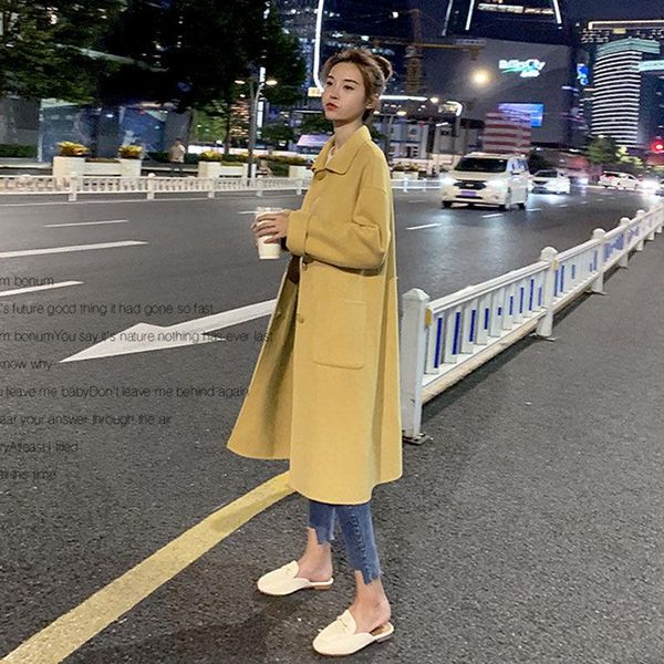 women's wool & blends winter fashion thick warm solid woolen coat women casual loose long jacket outwear female elegant sleeve overcoat, Black
women's wool & blends winter fashion thick warm solid woolen coat women casual loose long jacket outwear female elegant sleeve overcoat, Black