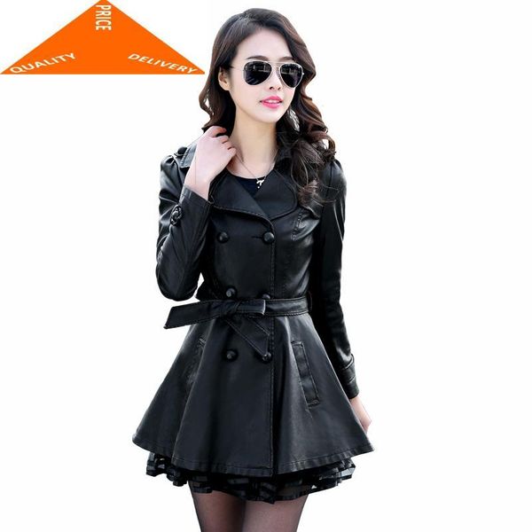 women's leather & faux real pu winter jacket women autumn clothes 2021 korean lace long biker jackets ladies jaqueta p98, Black
women's leather & faux real pu winter jacket women autumn clothes 2021 korean lace long biker jackets ladies jaqueta p98, Black