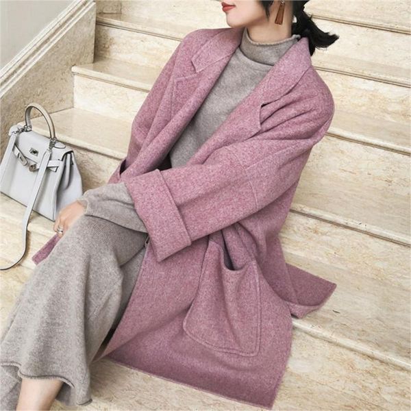 women's wool & blends 2021 stylish chic loose women blend coats winter thicken full sleeve pockets female outwear midi ladies woolen co, Black
women's wool & blends 2021 stylish chic loose women blend coats winter thicken full sleeve pockets female outwear midi ladies woolen co, Black