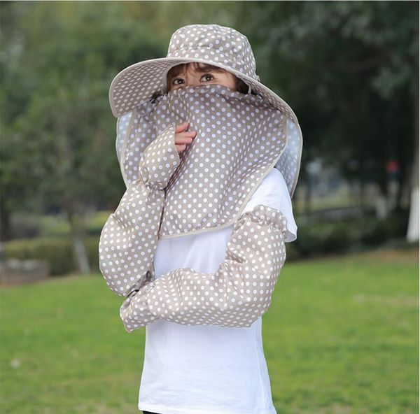 new fashion face-covering sun hat sleeve veil set gscm051a polka dot sunny outdoor cycling caps wide brim hats, Blue;gray
new fashion face-covering sun hat sleeve veil set gscm051a polka dot sunny outdoor cycling caps wide brim hats, Blue;gray