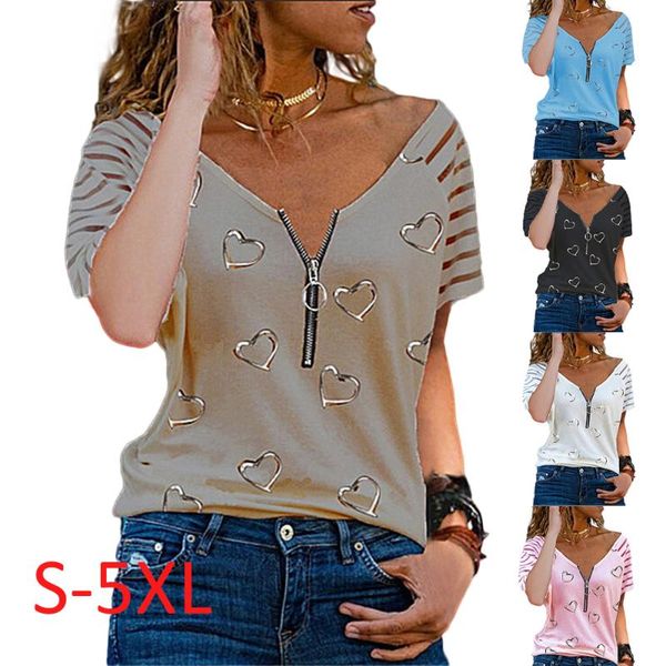 women's t-shirt love printed v-neck zipper short sleeve summer loose casual large size oversized 5xl 2021, White
women's t-shirt love printed v-neck zipper short sleeve summer loose casual large size oversized 5xl 2021, White