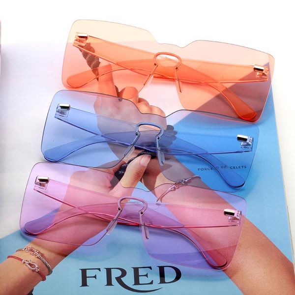 sunglasses oversized square women one piece yellow red orange white big large rimless frameless eyeglasses trends product, White;black
sunglasses oversized square women one piece yellow red orange white big large rimless frameless eyeglasses trends product, White;black