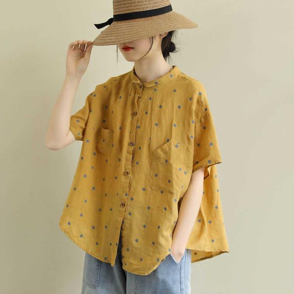 women's blouses & shirts literature and art polka dot cotton linen shirt short sleeve 2021 summer loose large mori baby collar top, White
women's blouses & shirts literature and art polka dot cotton linen shirt short sleeve 2021 summer loose large mori baby collar top, White