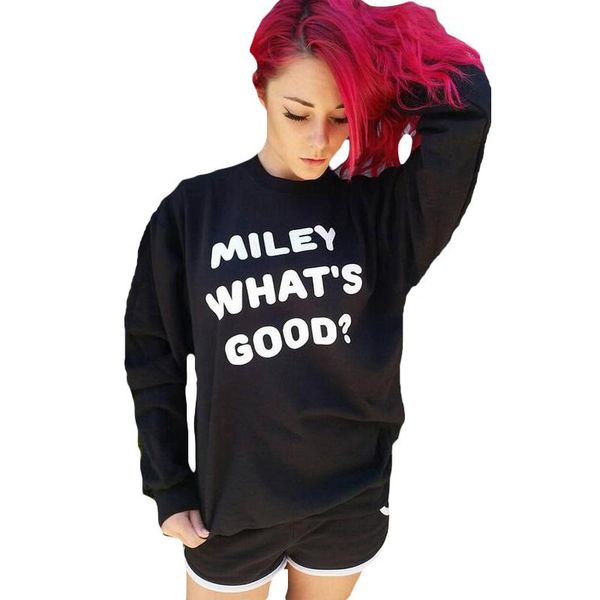 women's hoodies & sweatshirts o-neck sweatshirt streetwear hip hop pullover crewneck women rock punk clothing miley what's good , Black
women's hoodies & sweatshirts o-neck sweatshirt streetwear hip hop pullover crewneck women rock punk clothing miley what's good , Black