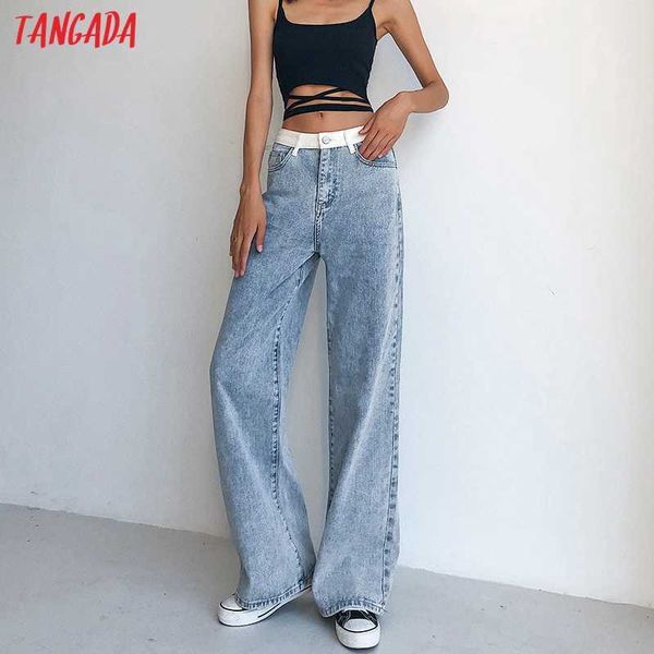 tangada fashion women patchwork wide leg jeans pants long trousers pockets buttons female pants pp07 210609, Blue
tangada fashion women patchwork wide leg jeans pants long trousers pockets buttons female pants pp07 210609, Blue