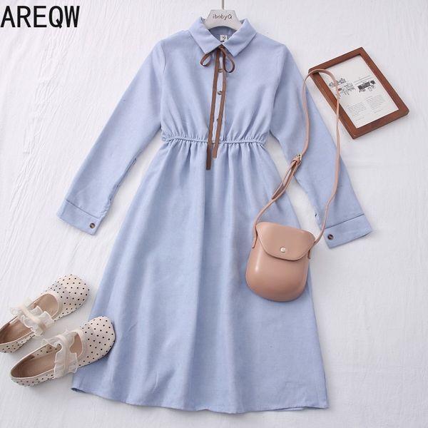 solid casual dress autumn spring waistb retro long sleeve dress 210507, Black;gray 
solid casual dress autumn spring waistb retro long sleeve dress 210507, Black;gray