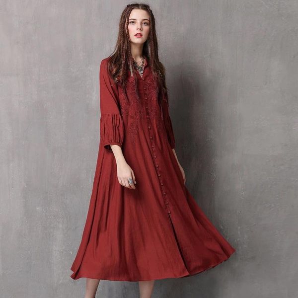 casual dresses boho inspired indie folk dress for women wine red 3/4 sleeve embroidery loose v-neck spring summer 2021, Black;gray
casual dresses boho inspired indie folk dress for women wine red 3/4 sleeve embroidery loose v-neck spring summer 2021, Black;gray