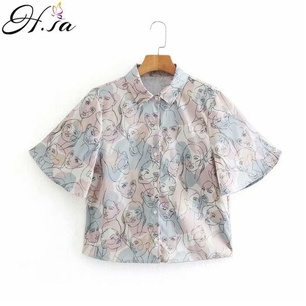 hsa women casual blouses short sleeve turn down collar humen printed grafitt blouse and shirts high waist summer 210430, White
hsa women casual blouses short sleeve turn down collar humen printed grafitt blouse and shirts high waist summer 210430, White