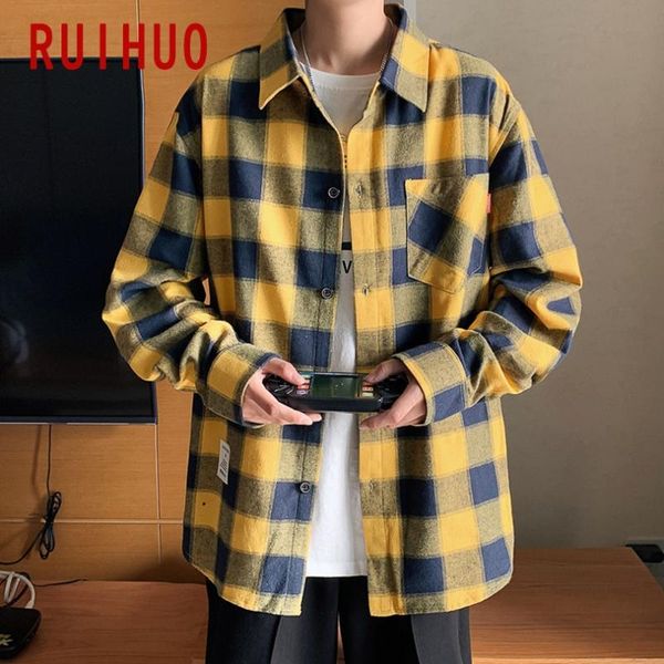 men's casual shirts ruihuo plaid for men clothing yellow shirt long sleeve fasion -4xl 2021 arrival, White;black
men's casual shirts ruihuo plaid for men clothing yellow shirt long sleeve fasion -4xl 2021 arrival, White;black