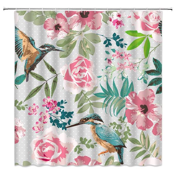 flower birds shower curtain hummingbird pink rose hibiscus polka dot leaf polka dots romantic spring green fabric bath curtains 
flower birds shower curtain hummingbird pink rose hibiscus polka dot leaf polka dots romantic spring green fabric bath curtains