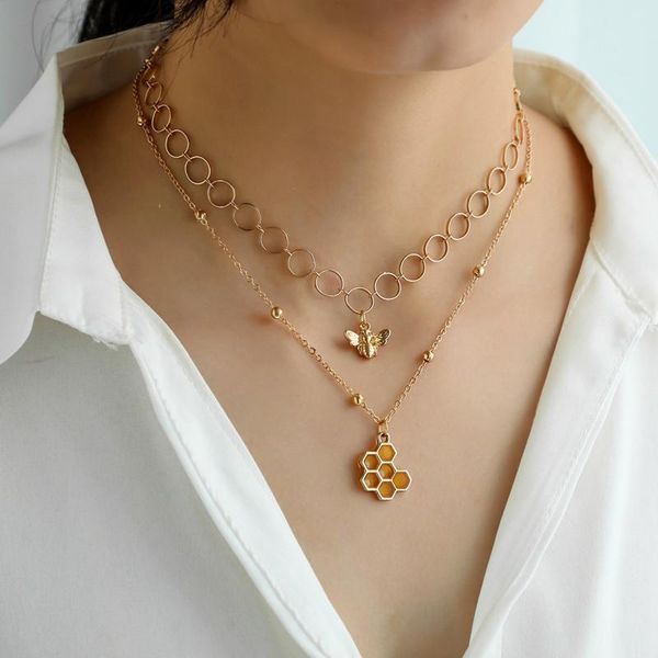 chains boho bee layered short necklaces gold honeycombs pendant necklace beaded chain for women and girls, Silver
chains boho bee layered short necklaces gold honeycombs pendant necklace beaded chain for women and girls, Silver