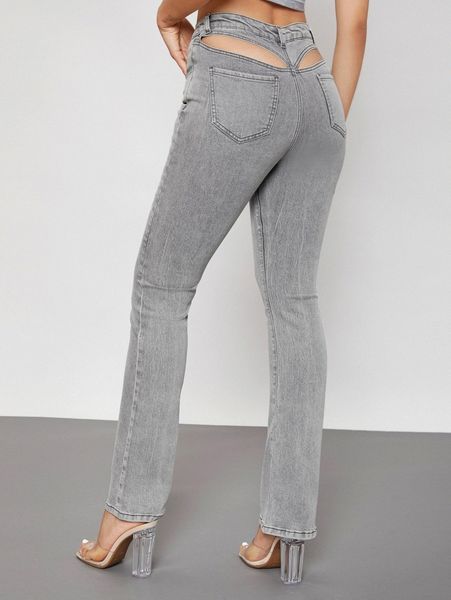 zipper fly seam front cutout detail jeans f5sm#, Blue 
zipper fly seam front cutout detail jeans f5sm#, Blue