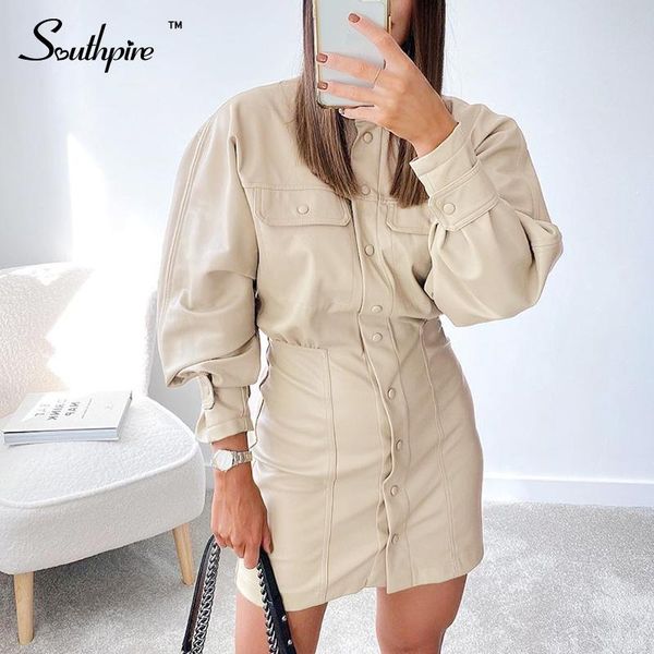 casual dresses southpire women khaki pu leather bodycon dress long sleeve front button fashion winter ladies short daily clothing 2021, Black;gray
casual dresses southpire women khaki pu leather bodycon dress long sleeve front button fashion winter ladies short daily clothing 2021, Black;gray