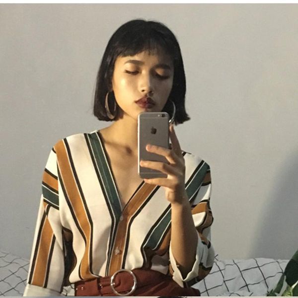 women's blouses & shirts blusas 2022 blouse women regular striped full plus size v-neck stripe top, White
women's blouses & shirts blusas 2022 blouse women regular striped full plus size v-neck stripe top, White