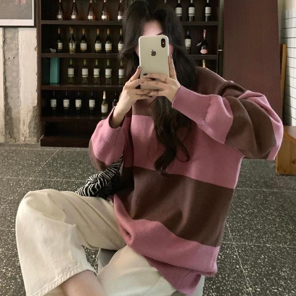 japanese striped pullover sweater women loose outer wear autumn and winter 2021 lazy style korean long-sleeved women's sweaters, White;black
japanese striped pullover sweater women loose outer wear autumn and winter 2021 lazy style korean long-sleeved women's sweaters, White;black