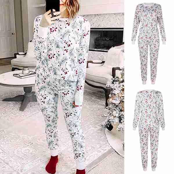 women's fashion printed long sleeve round neck casual home set white tracksuits, Gray
women's fashion printed long sleeve round neck casual home set white tracksuits, Gray