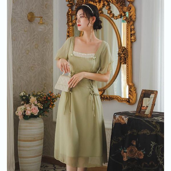 party dresses retro temperament chiffon dress women's summer 2021 fashion elegant sweet cute chic female vestidos, White;black
party dresses retro temperament chiffon dress women's summer 2021 fashion elegant sweet cute chic female vestidos, White;black