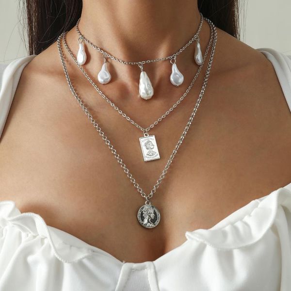 chokers punk style multilayer link chain gold necklace big white baroque pearl portrait charm choker fashion clavicle for women, Golden;silver
chokers punk style multilayer link chain gold necklace big white baroque pearl portrait charm choker fashion clavicle for women, Golden;silver