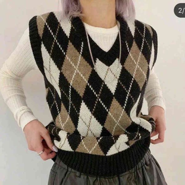 knitted sweater women argyle sweater vintage sleeveless pullover korean v neck sweater vest plaid fall women purple 210413, White;black
knitted sweater women argyle sweater vintage sleeveless pullover korean v neck sweater vest plaid fall women purple 210413, White;black