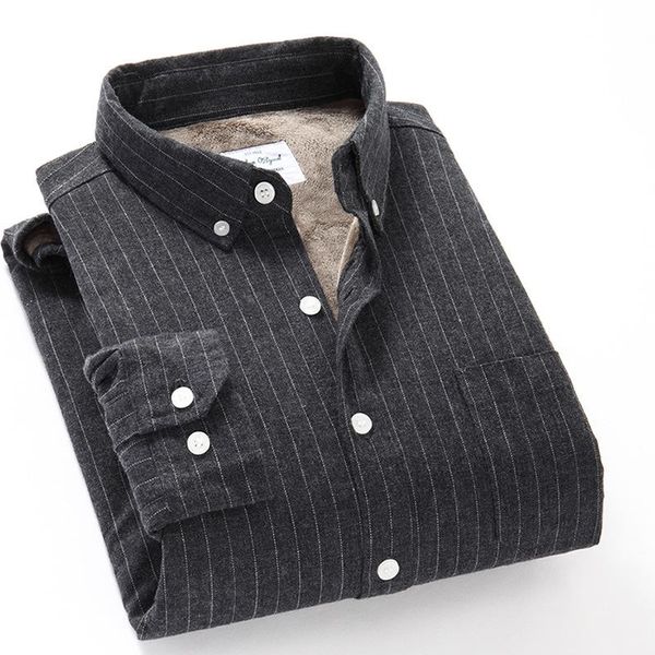 men's casual shirts camisas para hombre 2021 winter loose large size long-sleeved shirt plus velvet thick warm striped tide, White;black
men's casual shirts camisas para hombre 2021 winter loose large size long-sleeved shirt plus velvet thick warm striped tide, White;black
