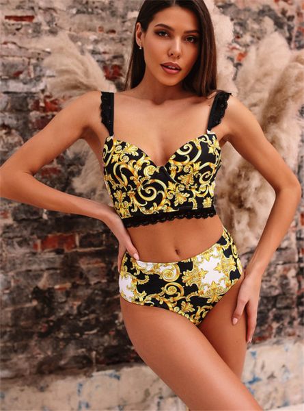 lace women split vintage retro swimsuit bikini set strap push up swimwear high waist printed bathing suits sum, White;black
lace women split vintage retro swimsuit bikini set strap push up swimwear high waist printed bathing suits sum, White;black