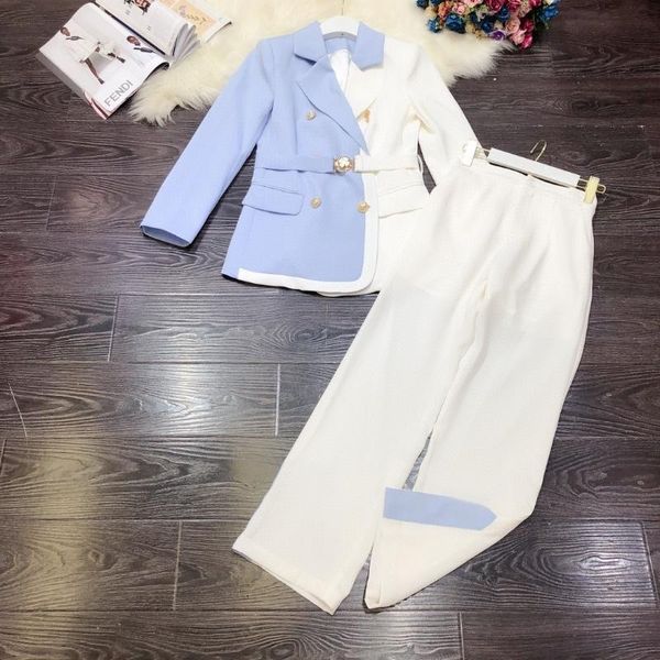 women's two piece pants 2021 autumn women color block blazer suits office work sets designer double breasted + long outfits, White
women's two piece pants 2021 autumn women color block blazer suits office work sets designer double breasted + long outfits, White