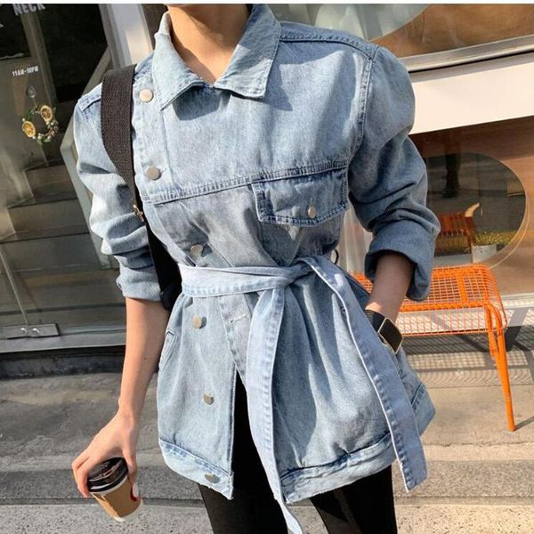 spring autumn women's denim jackets casual turn-down collar sashes streetwear asymmetrical jeans cl630 trench coats, Tan;black
spring autumn women's denim jackets casual turn-down collar sashes streetwear asymmetrical jeans cl630 trench coats, Tan;black
