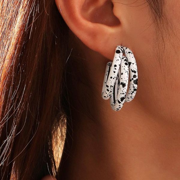 hoop & huggie modern jewelry geometric coating earrings design selling black white round circle for girl lady gifts, Golden;silver
hoop & huggie modern jewelry geometric coating earrings design selling black white round circle for girl lady gifts, Golden;silver