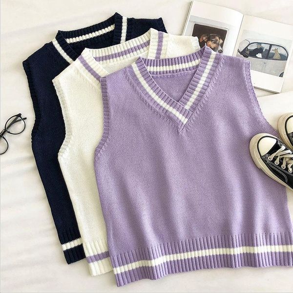 women's vests ins japanese girls' purple vest korean version college style loose contrast color v-neck knitted, Black;white
women's vests ins japanese girls' purple vest korean version college style loose contrast color v-neck knitted, Black;white