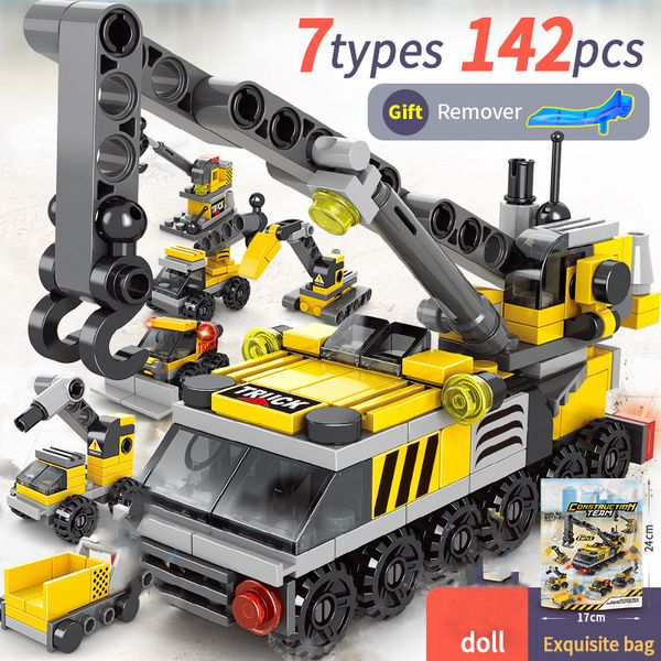 142 PCS 6 IN 1 Enlighten Brick Engineering vehicle Building Blocks Girl And Toy Car Ttuck Toys Excavator Trolley Crane Bulldozer
142 PCS 6 IN 1 Enlighten Brick Engineering vehicle Building Blocks Girl And Toy Car Ttuck Toys Excavator Trolley Crane Bulldozer