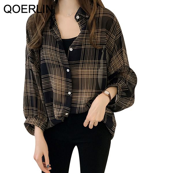 qoerlin -4xl see through plaid shirt women summer new korean loose causal sun protection jacket blouse coat girly 210416, White
qoerlin -4xl see through plaid shirt women summer new korean loose causal sun protection jacket blouse coat girly 210416, White